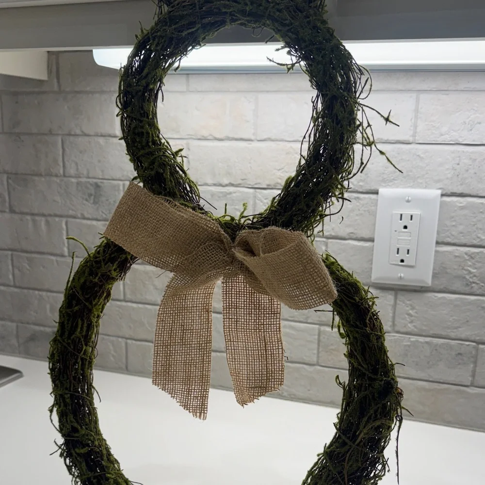 Rustic Green Bunny Wreath with Burlap Bow - Home Holiday Decor